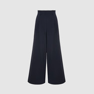 Зауженные брюки с широким поясом, темно-синий цвет