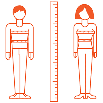 Таблица размеров одежды, размер одежды, пример размеров одежды
