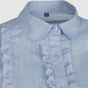 Стильная приталенная блуза с оборками, голубой цвет