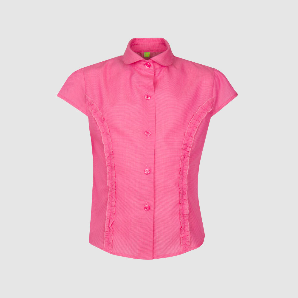 Приталенная блузка на кокетке с оборками