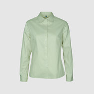 Прилегающая блузка на кокетке из кружева, зеленый цвет