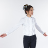 Стильная приталенная блузка с оборками, белый цвет