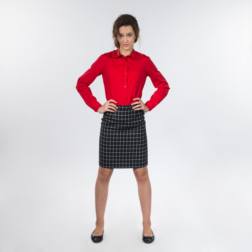 Юбка со вставками из отделочной ткани, на подкладке