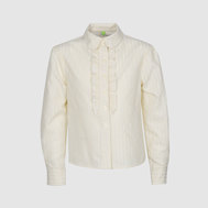 Полуприлегающая блузка с воротником – стойка, белый цвет