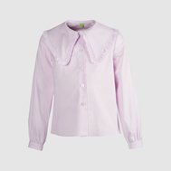 Приталенная блузка на кокетке с оборками, белый цвет
