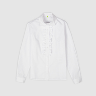 Полуприлегающая блузка с воротником – стойка, белый цвет