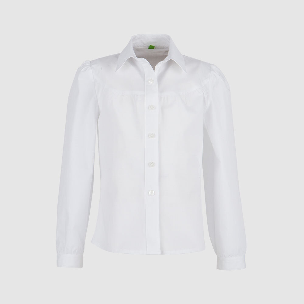 Приталенная блузка на кокетке с оборками