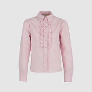 Блузка с бантом и кружевом, розовый цвет