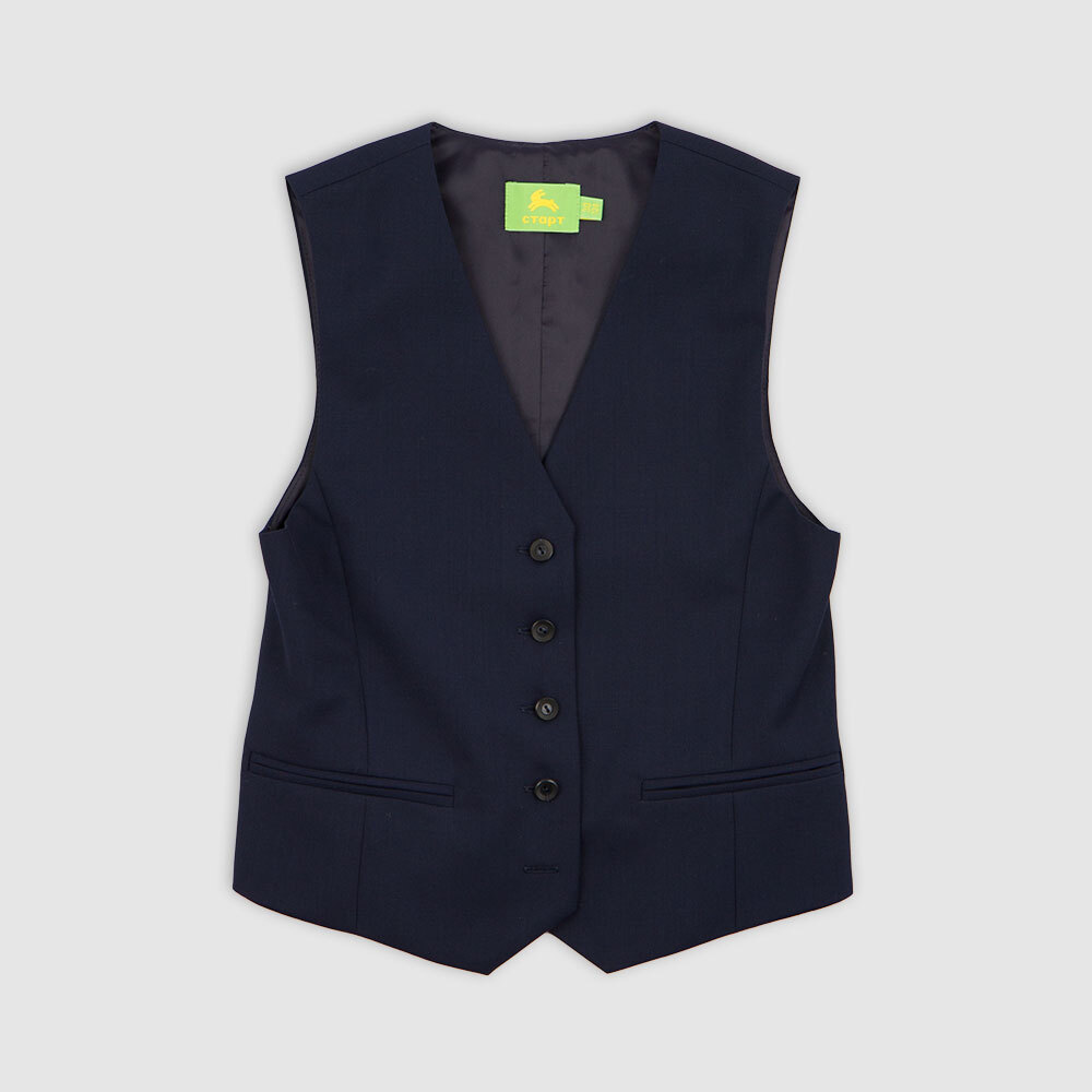 Жилет с воротником и лацканами закругленной формы, на подкладке