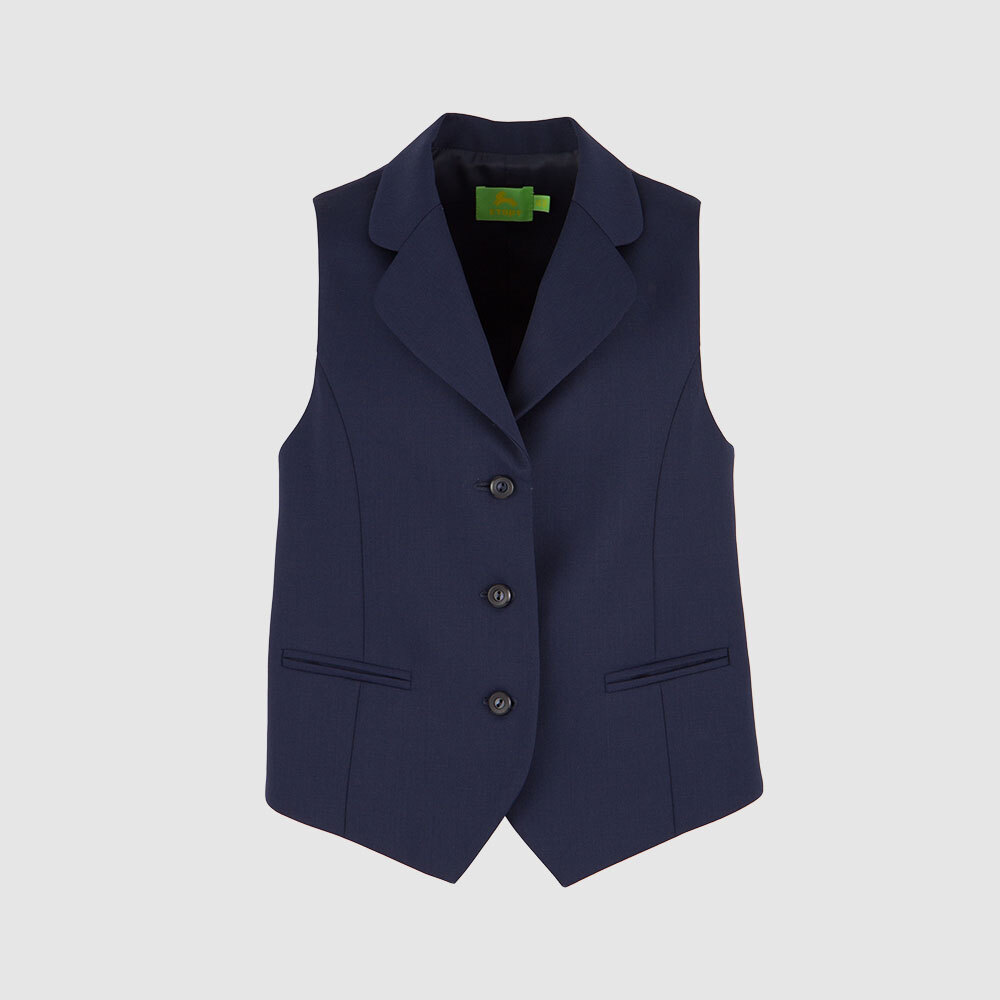 Жилет с воротником и лацканами закругленной формы, на подкладке